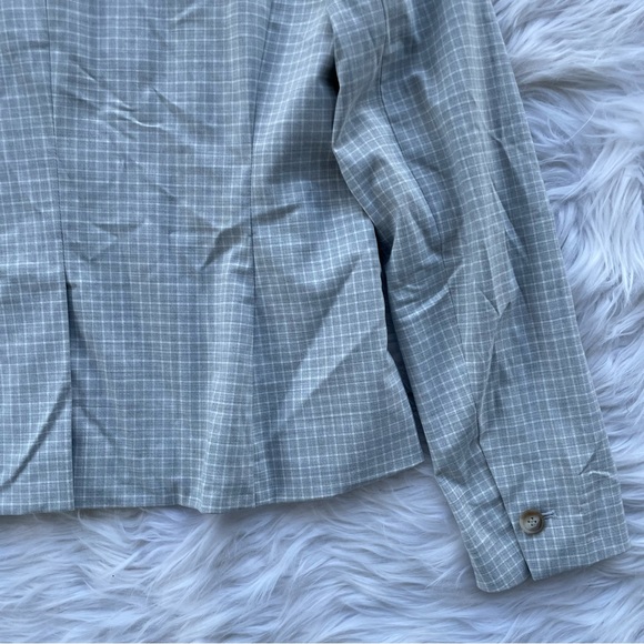 Ann Taylor light gray Crewneck jacket in graphic check - Picture 10 of 11
